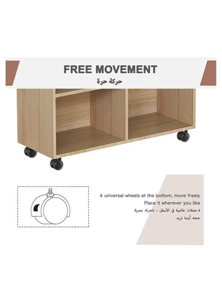 إكسبرت خزانة متحركة متعددة الوظائف لركن القهوة مع أرفف تخزين مفتوحة، مثالية لمكتب المنزل أو المطبخ لون بني - Image 4